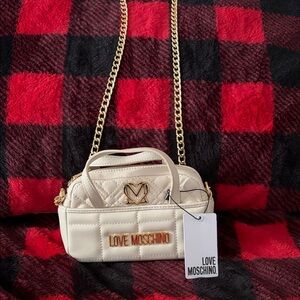 Love Moschino Ivory Quilted Mini Bag